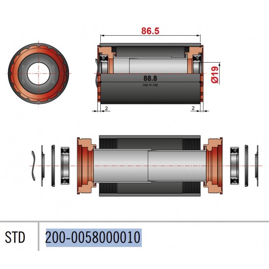 FSA középcsapágy T47 menetes váz MegaEXO 19 mm tengely BB-6002 86 200-0058000010