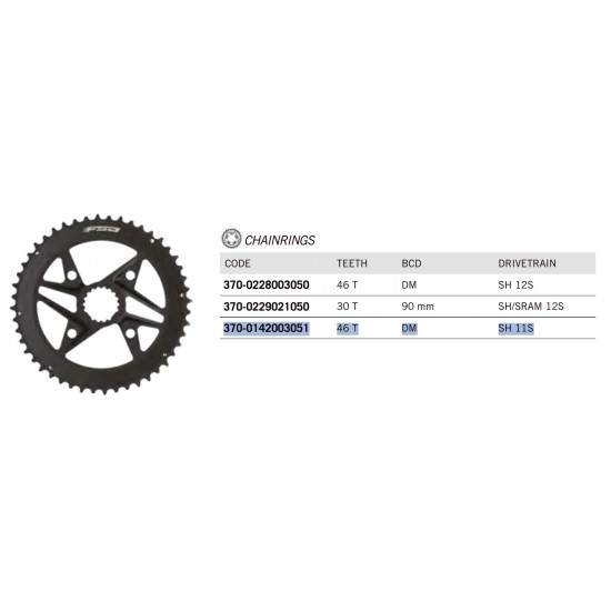 FSA lánctányér - lánckerék AGX+ Gossamer Pro 46T Direct Mount 2x 11 s SRAM Shimano WA740A 370-0142003051