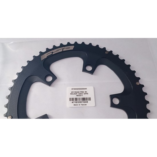 FSA lánctányér - lánckerék Road Pro 50T 110 BCD Shimano 12 sebesség 5 lukas 110x50 T fekete WA977 37000250005051