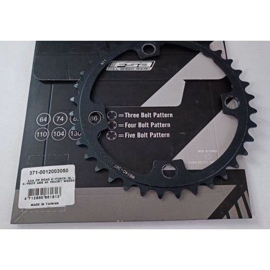 FSA lánctányér - lánckerék Powerbox SL-K K-Force 36T ABS 110 BCD 10 11s 4 lyukas, csavaros 110x36 fekete WB288 371-0012003050
