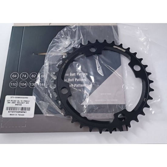 FSA lánctányér - lánckerék Powerbox SL-K Stealth 34T ABS 110 BCD 10 11s 4 lyukas, csavaros 110x34 fekete WB139 371-0086002050
