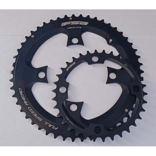 FSA lánctányér - lánckerék SL-K Powerbox ABS kit 110 BCD 50T és 34T Shimano SRAM N11 4 lyukas, csavaros WA399 WB139 fekete 37100070005011