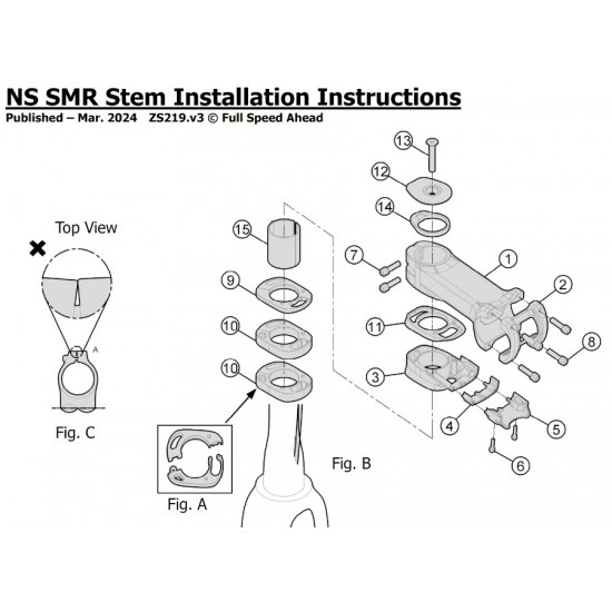 FSA NS SMR rejtett integrált kábelezésű kerékpár stucni, kormány szár