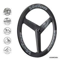 Vision kerékszett Metron 3 Spoke Disc DB tárcsafékes triatlon, időfutam karbon 3 küllős első kerék Vision kerékszett Metron 3 Spoke Disc DB tárcsafékes triatlon, időfutam karbon 3 küllős első kerék