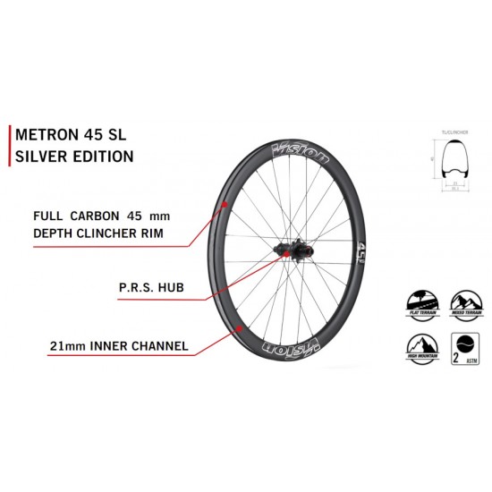 Vision Metron 45 SL DB TLR Silver Edition label tubeless ready carbon wheelset