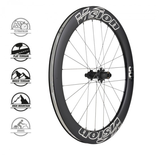 Vision kerékszett Metron 60 SL DB TLR Silver Edition ezüst feliratos peremes, tárcsafékes országúti tubeless ready karbon kerék