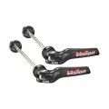 Through axle, wheel quick release skewers