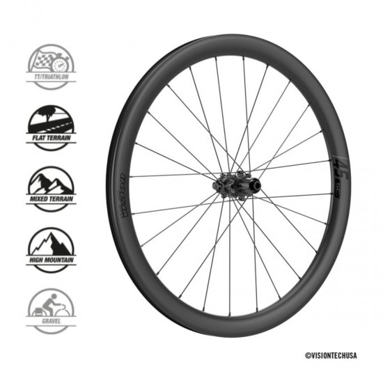 Vision kerékszett SC 45 i23 Disc TLR peremes, tárcsafékes országúti tubeless ready karbon kerék