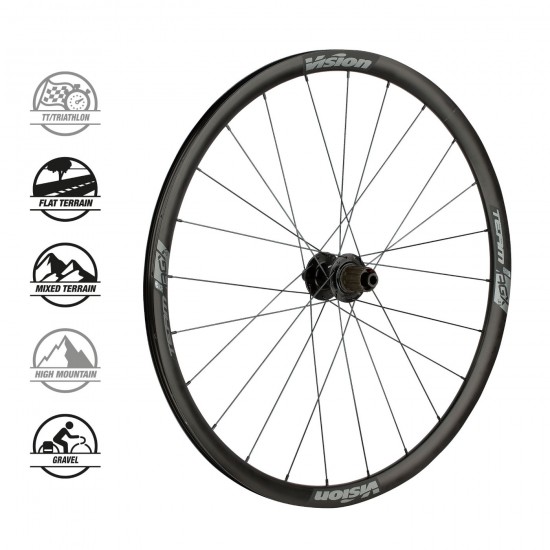 Vision kerékszett országúti gravel tárcsafékes Team 30 AGX i23 24 küllős, tubeless ready, fekete, 28"