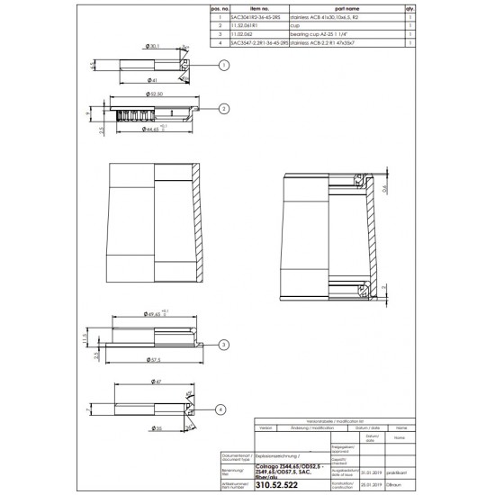 Colnago headset bearing kit, original spare for C64 / V3 / V3RS / V4 / V4RS – Press Fit – ZS44,65 / ZS49,65