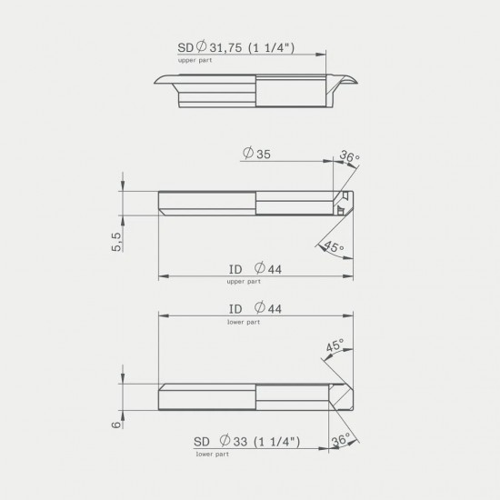 Canyon headset bearing kit, original spare IS44 / IS44 1 1/4 inch 35 × 44 × 5.5 33 × 44 × 6 mm 36° / 45° Endurance Inflite Ultimate CF EVO SL SLX