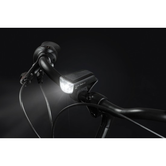 AXA kerékpár lámpa DWN 30 Front Lux USB -ről tölthető LED-es, első, ultrakönnyű kompakt országúti mtb trekking e-bike