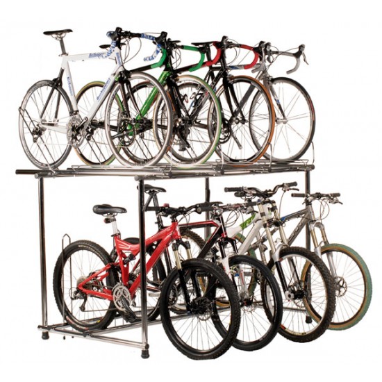 BICISUPPORT BS257+ bolti bemutató tároló kerékpár állvány 2 szintes, akár 8 kerékpárhoz
