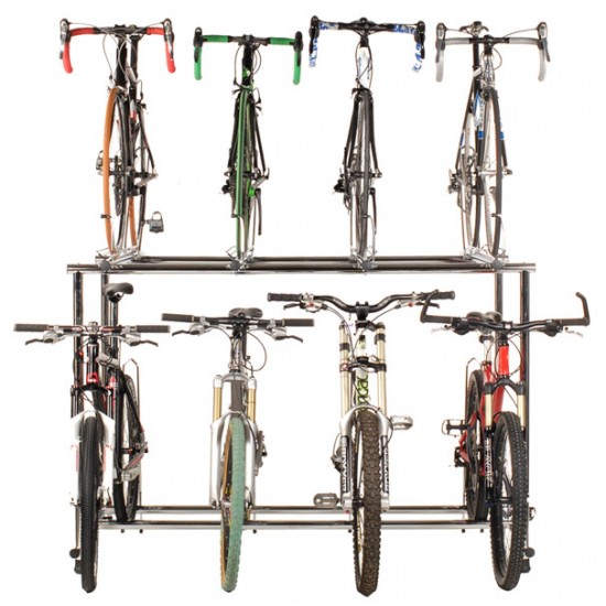 BICISUPPORT BS257+ bolti bemutató tároló kerékpár állvány 2 szintes, akár 8 kerékpárhoz