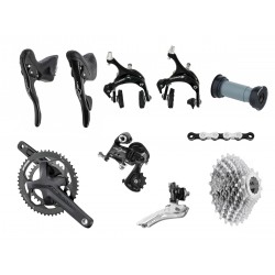 Campagnolo mechanikus felni fékes országúti kerékpár alkatrész szett, 10 sebességes, fekete, FSA KMC mix