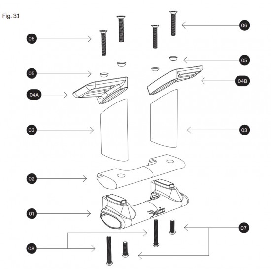 Deda clip-on extension adapter kit for Alanera RS carbon integrated handlebar TT314-ALARS