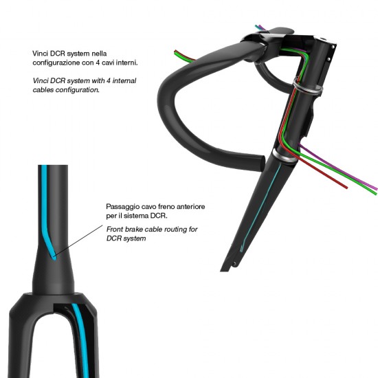DEDA Vinci road bicycle handlebar stem, DCR hidden cable routing