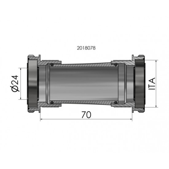 ELVEDES bottom bracket Thread Fit 24 mm spindle ITA 36x24 70 mm frame 2018078
