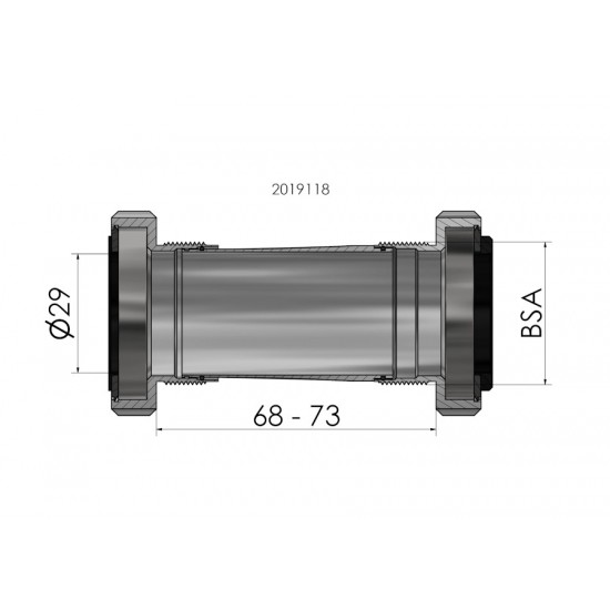 ELVEDES középcsapágy Thread Fit SRAM DUB BSA 1.37 x 24 angol menetes országúti MTB 68 - 73 mm, 29 mm tengely 2019118