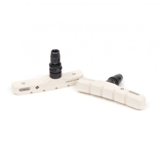 ELVEDES alu rim brake pads shoes, v-brake, trekking city touring bicycle, 72 mm, white compound, silent, cleaner, stronger brake power 6832-CARD