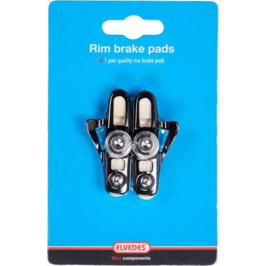 ELVEDES fékbetét alu cartridge fékpofa országúti kerékpár, alu felnis kerékhez fékfelülethez, Shimano, 55mm 1 pár, fehér kompozit 6835-CARD
