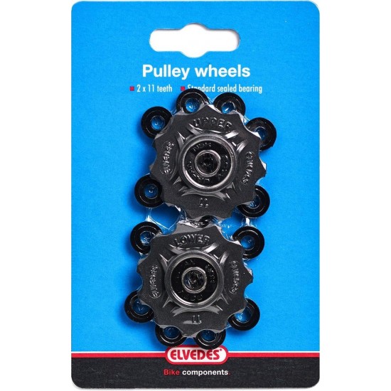 ELVEDES rear derailleur pulley wheels, ABEC 5 sealed stainless bearings, Shimano SRAM Campagnolo 9 10 11s CP2017086