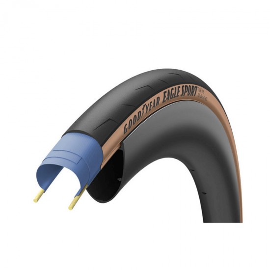 Goodyear kerékpár külső gumi országúti köpeny Eagle Sport 700C x 25 mm hajtogatós fekete / barna oldalfalú 60 tpi