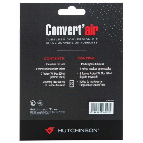 Hutchinson Convert Air tubeless átalakító kit szett szelep 2x 120 ml tömítő folyadék, szalag, szerszám, 2 kérékhez