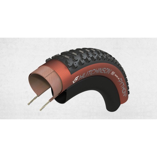 HUTCHINSON kerékpár gumi külső Python 3 Racing Lab Hardskin Tubeless Ready mtb mountain bike 29x2.30 belsős hajtogatós Tan barna oldalfalú 55-622
