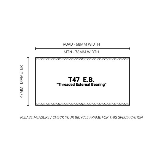 Praxis középcsapágy T47 EXTERNAL EB külső 47 x 68 - 73 mm országúti mtb M30 30 / 28 mm tengely 47-0000
