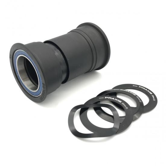 Praxis középcsapágy PF PressFit 386EVO 46 86 mm váz országúti gravel M30 30 / 28 mm Praxis tengely, kerámia csapágy ceramic 86-5001