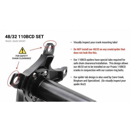 PRAXIS chainring set BUZZ SPORT 110 BCD 48 / 32 compact Shimano SRAM Campagnolo 10 11 12 speed 4832-3012