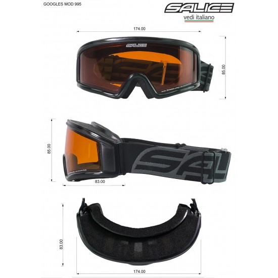 SALICE 995 DAO nem tükör foncsoros lencse OTG (szemüvegre vehető) síszemüveg, snowboard szemüveg