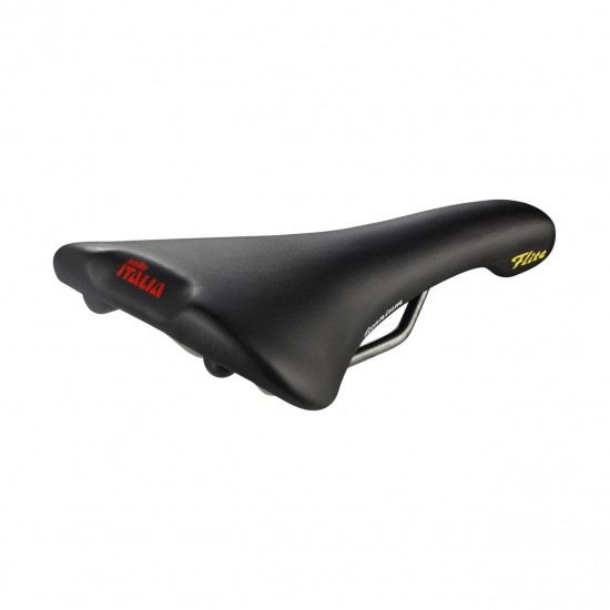 Selle Italia nyereg FLITE 1990 klasszikus fekete bőr L1 146 x 280 mm méret, Ti316 pálcás