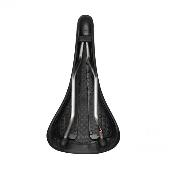 Selle Italia nyereg FLITE BONNIE klasszikus steppelt fekete bőr L1 146 x 280 mm méret, Ti316 pálcás