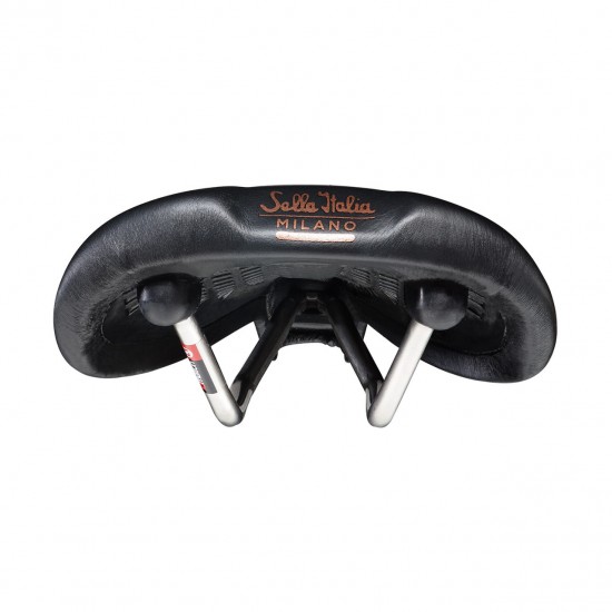 Selle Italia nyereg FLITE BONNIE klasszikus steppelt fekete bőr L1 146 x 280 mm méret, Ti316 pálcás