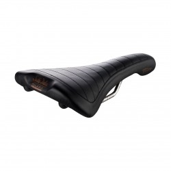 Selle Italia nyereg FLITE BONNIE klasszikus steppelt fekete bőr L1 146 x 280 mm méret, Ti316 pálcás