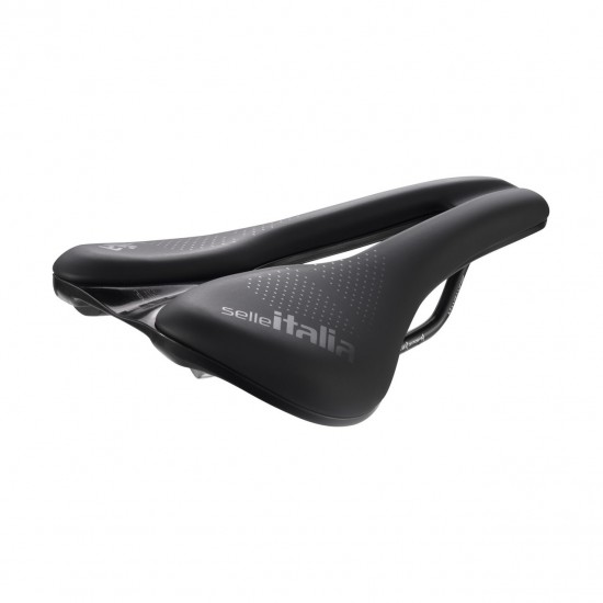 Selle Italia nyereg NOVUS BOOST EVO GRAVEL TM SUPERFLOW L3 145 mm méret, TM mangán ötvözet pálca, FEKETE