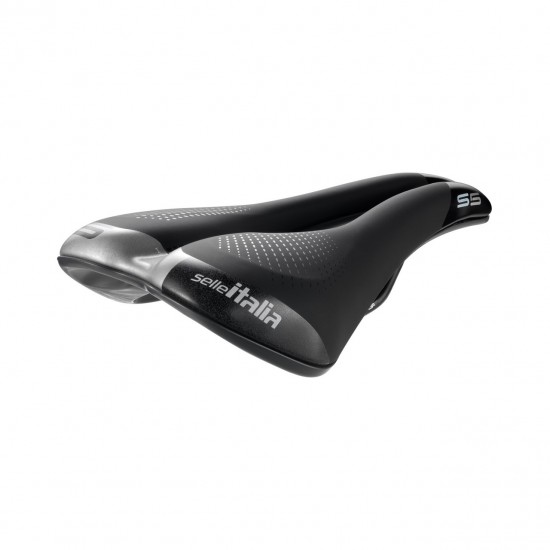 Selle Italia nyereg S 5 Superflow S3 145 x 255 mm méret, FEC szén-acél ötvözet pálca, országúti túra