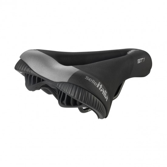 Selle Italia nyereg ST 1 Superflow FEC L2 166 x 271 mm méret, FEC szén-acél ötvözet pálca, városi trekking túra e-bike
