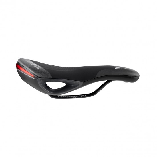 Selle Italia nyereg ST 7 Vision Superflow L3 165 x 250 mm méret, beépített lámpával, FEC szén-acél ötvözet pálca, városi trekking e-bike