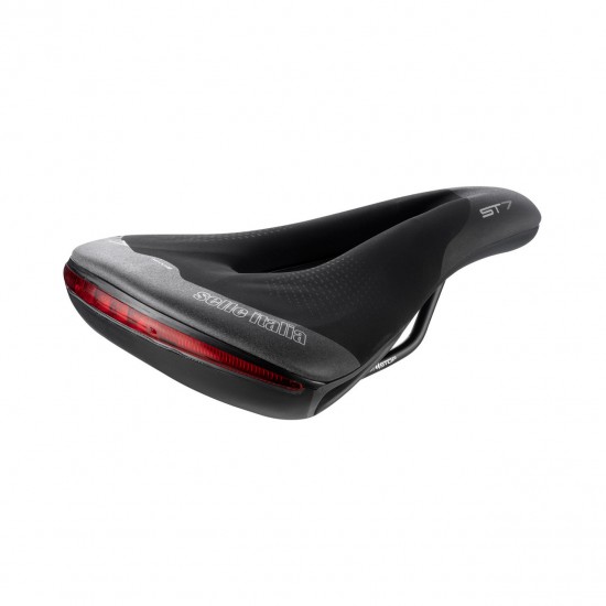 Selle Italia nyereg ST 7 Vision Superflow L3 165 x 250 mm méret, beépített lámpával, FEC szén-acél ötvözet pálca, városi trekking e-bike