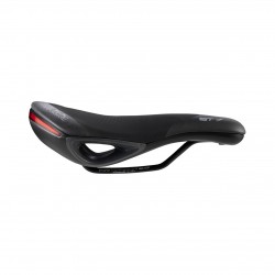Selle Italia saddle ST 7 Superflow L3 165 x 250 mm size, bulit in reflector, FEC carbon steel rails, commuting urban e-bike trekking