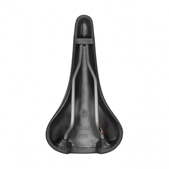 Selle Italia nyereg TURBO BONNIE klasszikus fekete steppelt bőr L1 146 x 275 mm méret, FEC szénacél ötvözet pálcás