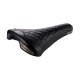 Selle Italia nyereg TURBO BONNIE klasszikus fekete steppelt bőr L1 146 x 275 mm méret, FEC szénacél ötvözet pálcás