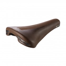 Selle Italia saddle TURBO BULLIT classic brown leather L1 146 x 275 mm size, FEC carbon steel alloy rails